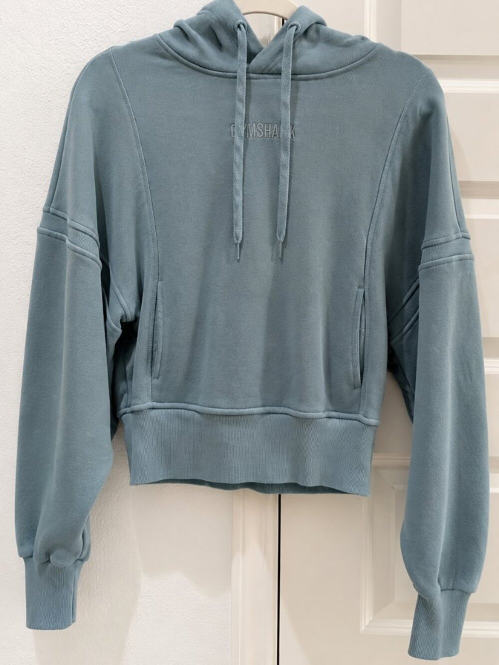 Gymshark Teal Cropped Cotton Hoodie Size Small